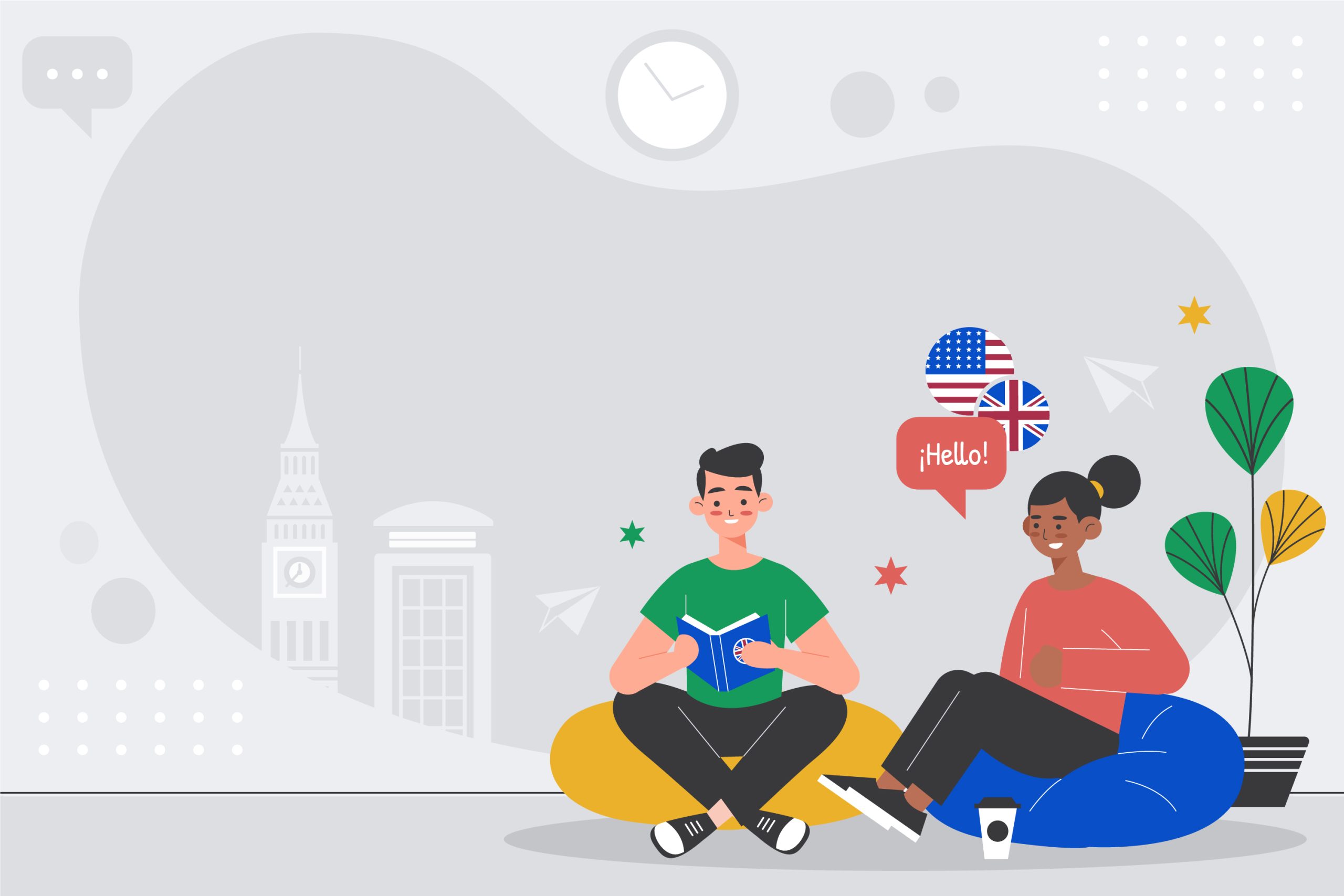 Deux jeunes qui lisent un livre en anglais